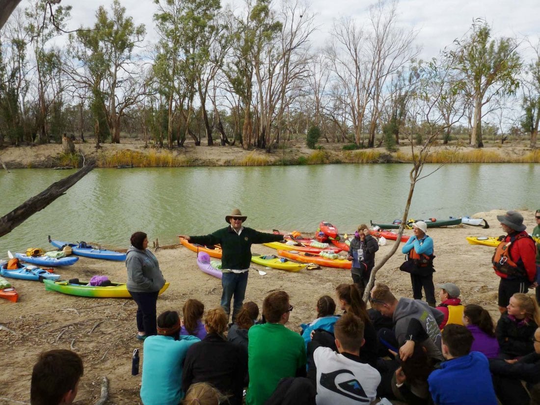 National Parks speaking to a school kayak camping group